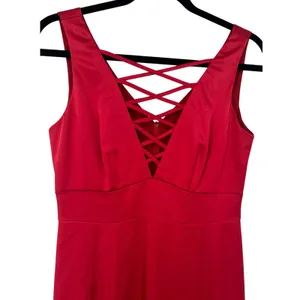 NWT Nanette Lepore Women's Scarlet Red Lace Up V-Neck Satin Sheath Dress Size 4 thumbnail 6