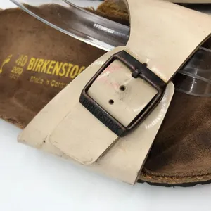 Birkenstock Madrid BirkoFlor Sandals Slides Shiny Ivory 40 Womens US 9 Narrow thumbnail 3