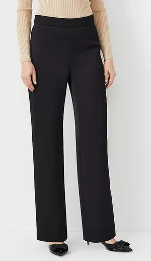 NWT Ann Taylor Size 12 12x32 Black Satin Wide Leg Dress Pants NEW thumbnail 1