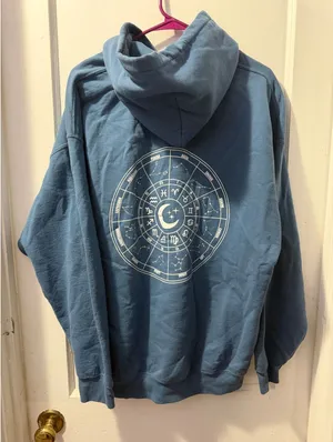 Girl Tribe Co Blue Zodiac Graphic Hoodie XL Astrological Celestial Sweatshirt thumbnail 1