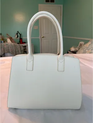 White Double Handle Satchel Purse thumbnail 2
