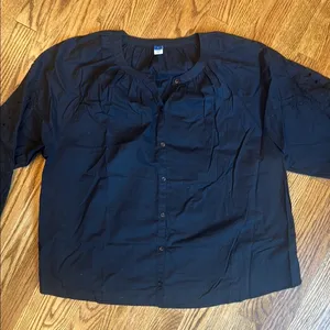Old Navy, black eyelet button down blouse thumbnail 1