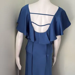 ANTHROPOLOGIE Sachin & Babi Ruffled Maxi Dress V-Neck Flutter Sleeves Blue 8 thumbnail 10