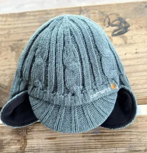 Carhartt Fleece Lined Cable Knit Ear Flap Beanie OSFA thumbnail 1