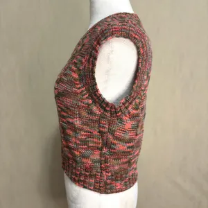Steve Madden Sweater Vest Multicolor Space Dye Cropped Knit Retro Festival Y2K S thumbnail 3