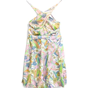 For Love & Lemons Guinevere Mini Dress Multicolor Floral Halter Retro Size S NEW thumbnail 4