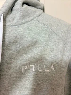 P’Tula Heather Gray Full Zip Athletic Hoodie XS Logo Zip Up Sweatshirt thumbnail 4