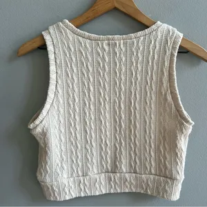 Originality Cable Knit Cropped Tank Top Sleeveless Shirt Size XS thumbnail 3