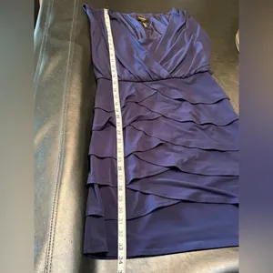 $125 LAUNDRY BY SHELLI SEGAL Navy Blue Tulip Tiered Sleeveless Cocktail Dress 4 thumbnail 12