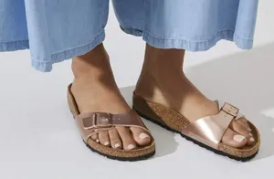 Birkenstock Madrid Birko-Flor Copper Metallic Leather Sandals 5‎ thumbnail 1