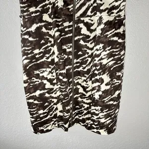 Michael Kors Brown & Cream Abstract‎ Print Bodycon Dress SZ 12 Old Money Chic thumbnail 6