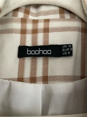 Boohoo Cream tan plaid suit set thumbnail 4