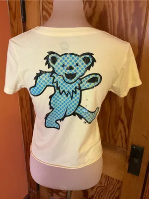 Grateful Dead Hampton VA 1986 Yellow Organic Cotton Baby Tee Medium thumbnail 6