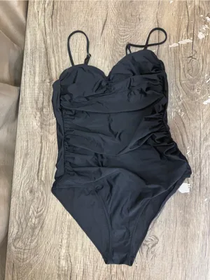 GANNI womens Black Ruched‎ Accent One Piece Swimsuit size 38 - 6 thumbnail 5
