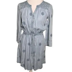 Anthropologie Holding Horses Chambray Embroidered Mini Dress XS thumbnail 2