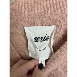 Aerie Dusty Pink unReal Cable Knit Crew Sweater S Cozy Oversized thumbnail 5