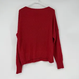 Abercrombie Fitch Red V Neck Cable Knit Sweater Women's Size XL‎ Preppy Y2K thumbnail 2