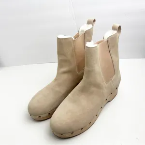 J. CREW Suede Leather Upper Faux Fur Lined Clog Studded Boots Size 12 Neutral thumbnail 8