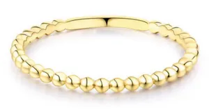Dainty 14k‎ Gold Plated S925 Bead Ball Ring Jewelry, Size 6 thumbnail 1
