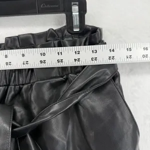 Avec Les Filles Black Faux Leather Paperbag Waist Pants Women's Size S‎ thumbnail 2