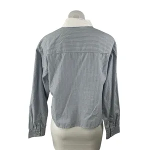 Abercrombie & Fitch Blue Seersucker Striped Long Sleeve Button Down Shirt Top S thumbnail 2