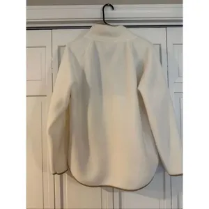 J.Crew white fleece quilted snap neck asymmetrical sweater M thumbnail 5