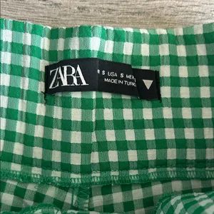 Zara Green and White Checkered Trousers thumbnail 2