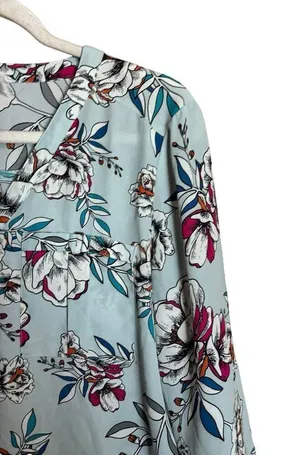 Maurices Tunic Top Womens Medium Multicolor Floral Print Popover V Neck Blouse thumbnail 3