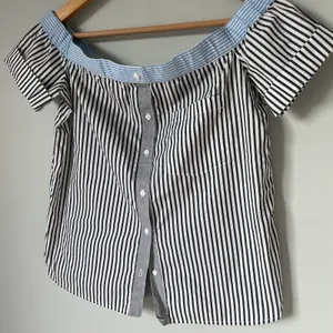 Bailey 44 False Start Short-Sleeve Off-the-Shoulder Shirt Blue Stripes Size 0 thumbnail 3