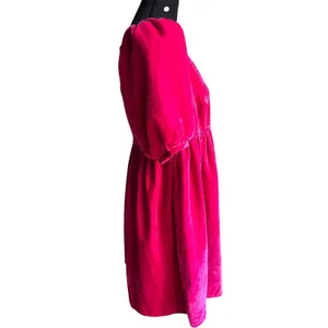 English Factory NWT Fuchsia Pink Velvet Puff Sleeve Mini Dress Small thumbnail 3