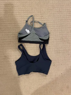 Nike Two-Tone Grey Heather and Navy Swim Crop Tops thumbnail 2