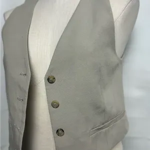 Zara Stylish Beige Vest with Button Detail XS NWT thumbnail 4