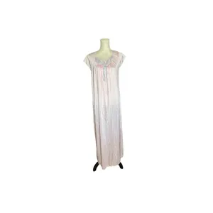 Vintage Lorraine Peignoir Set | Blush Pink Satin Nightgown & Robe | 1980s Embroi thumbnail 4