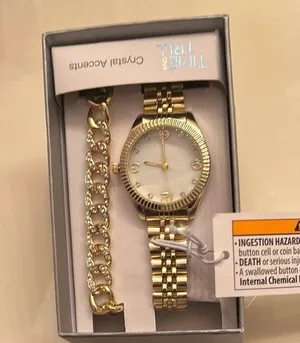 Time and Tru Gold Watch and Bracelet Set Elegant Accessories thumbnail 1