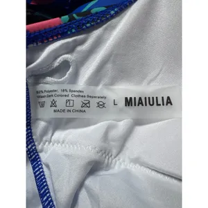 MIAULIA Geometric Print One Piece Swimsuit Royal‎ Blue Pink Teal Women's Size L thumbnail 4