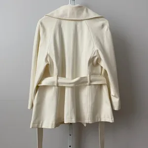 Chico's‎ 1 Cream Double Breasted Belted Trench Jacket Short Coat 3/4 Sleeve thumbnail 8