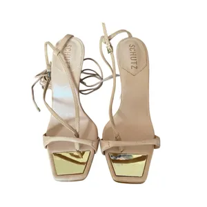 Schutz NWOB Vikki Leather Lace-Up Strappy High Heel Sandals in Nude size 8 thumbnail 2