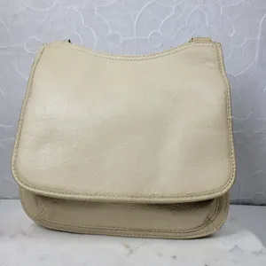 Vintage Fossil Crossbody Bag #75082 Medium Cream Soft Leather Adjustable Strap thumbnail 10