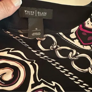 White House Black Market black print tunic long-sleeve Sz S EUC thumbnail 4