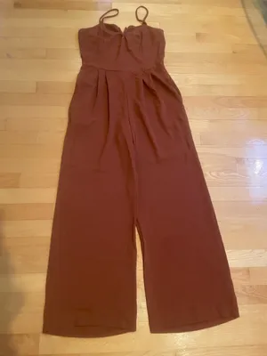 Monteau Women’s BOHO Wide-Leg Jumpsuit in Rust - NWOT - SIZE Large thumbnail 2