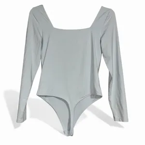 BABATON Long‎ Sleeve Square Neck Thong Bodysuit Light Blue Size L thumbnail 2