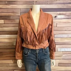 Beulah Faux Suede Coral Fringe Jacket Western Boho Cowgirl Style Size L thumbnail 2