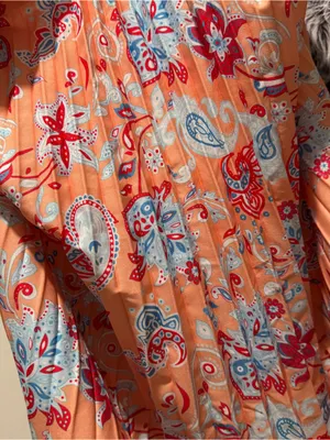 orange and paisley pleated maxi dress thumbnail 2
