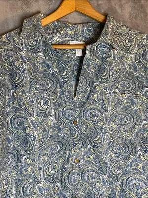 Charter Club Paisley Button Up Long Sleeve Earthy Size 24W Boho Career Modest‎ thumbnail 2