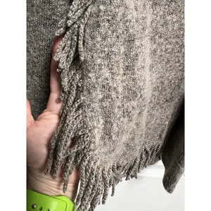 Susan Bristol Womens Medium Brown Wool Blend Fringe Trim Toggle Cardigan Sweater thumbnail 5