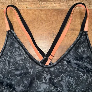 Brooks Black and Gray Marble Print Women's Sports Bra thumbnail 6