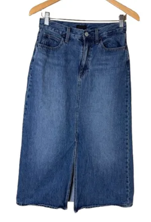 UNIQLO Jeans Denim Midi Maxi Skirt with Slit Size 6 Purchased in Japan thumbnail 1