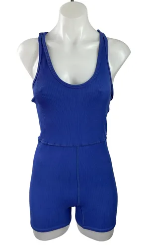 Free People FP Movement Blue Crossback Athletic Bodysuit Romper Shorts Size XS thumbnail 1