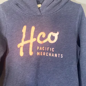Hollister Navy Blue HCO Logo Hooded Long Sleeve Pullover Sweatshirt Women Sz L thumbnail 3