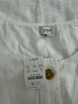 J.Crew Linen Blend Button Front Shell Top Vest White Size M NWT thumbnail 5